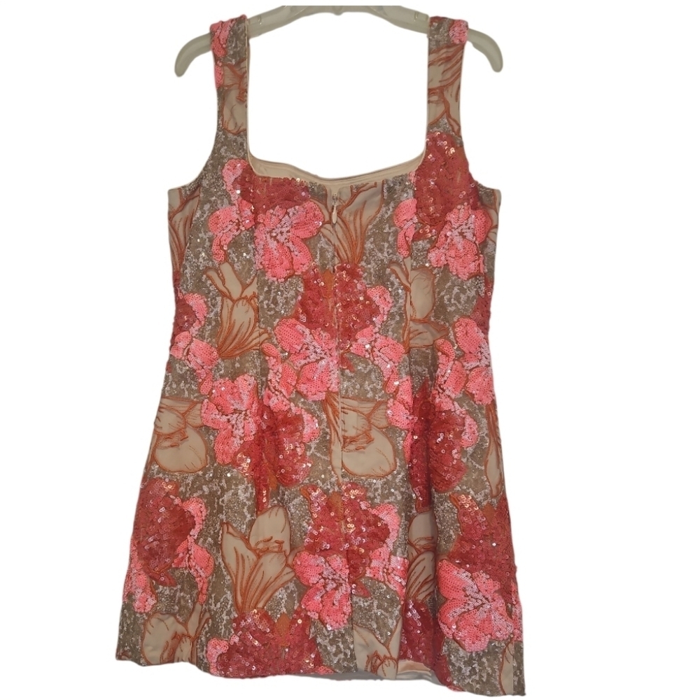 NWT Muse by Marchesa Romy Floral Sequin A-Line Mini Dress Sz 14 Pink Orange - Picture 7 of 15